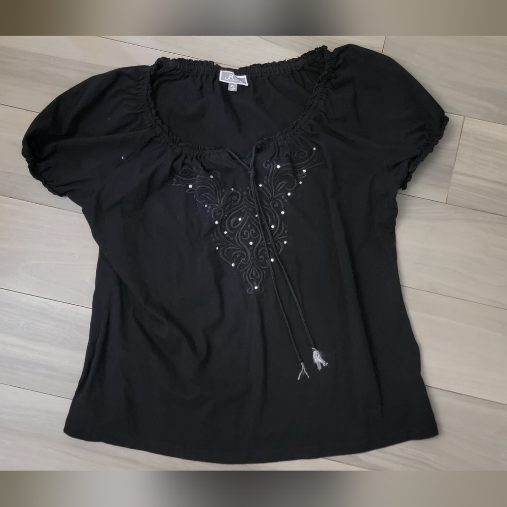 Women's 100% Cotton JM Collection Black Blouse
